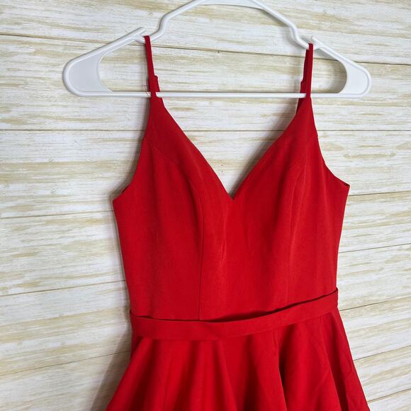 Ieena for Mac Duggal Red Low Back A-Line Party Dress - Picture 3 of 7